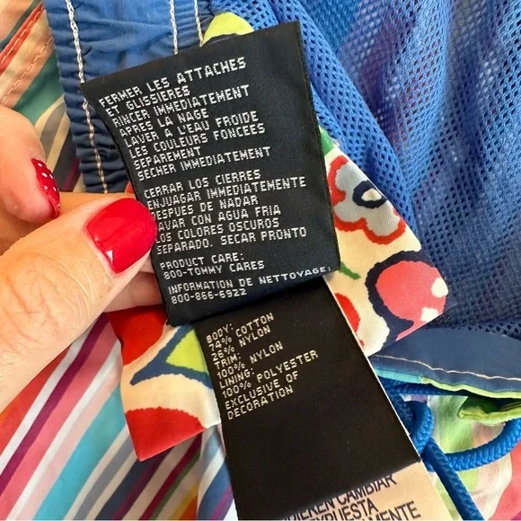 Tommy Hilfiger Multicolored Striped Men’s M Premium Swim Trunks Lined Pockets - Picture 7 of 9